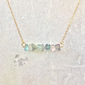 Rainbow Fluorite Bar Necklace